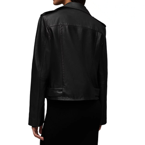 Chaqueta de Cuero Negra para Mujer, Diseño OEM con Logotipo, Chaqueta Corta de Cuero para Mujer, Diseño Único y de Gran Venta - Product Image 4
