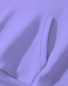 Men's Purple Solid Hoodie Sweatpants Set Casual Winter Wear Breathable 380g Polyester Cotton French Terry Knitted Fabric - Product Image 5