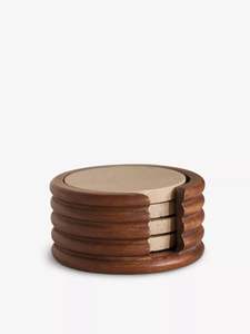 Ensemble de sous-verres en bois et marbre de style moderne haut de gamme, épaisseur 10 mm, classique, fait main, durable, écologique, pour la décoration de la maison et de la cuisine - Product Image 2