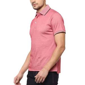 Polo à manches courtes rose pour homme, couleur unie, décontracté, en coton tricoté respirant, boutonné devant, coupe classique - Product Image 2