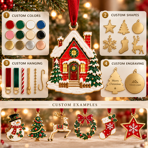 Custom Christmas <b>Ornaments</b> Personalized Metal Logo Tree Hanging Keepsake Decoration OEM - Product Image 5