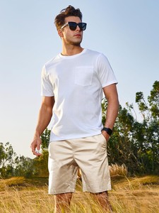 Shorts en coton légers pour hommes, confortables, à taille élastique, décontractés, pour la gym, la course, l'entraînement, la plage et les activités de plein air - Product Image 3