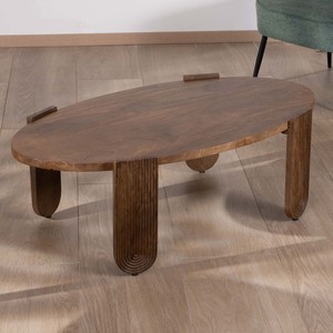Mesa de centro Vandana Golden Matter de madera de mango con patas acanaladas Loopie - Product Image 5