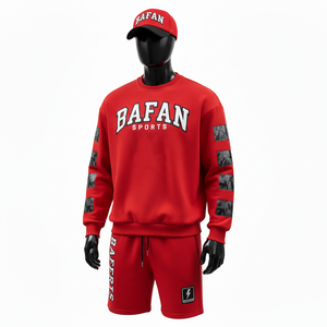 Ensemble sweat-shirt et short pour homme en coton et polyester de qualité supérieure, doux et chaud, couleur rouge, logo personnalisé - Product Image 4