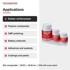 TECHINSTRO ซิลิคอนไดออกไซด์นาโนพาร์ทิเคิล SiO2 นาโนพาวเดอร์ 99.9% 20-50 นาโนเมตร สำหรับเสริมแรงยาง ขัดเงา CMP การวิจัย - Product Image 3