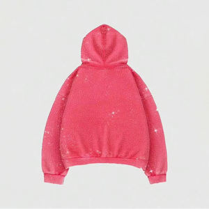 Sweat-shirt rose surdimensionné à capuche, manches régulières, tricoté, streetwear pour homme, respirant, polyester/coton, style hiver - Product Image 3
