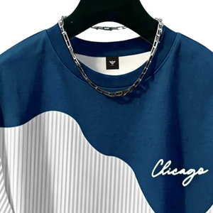 <b>Mens</b> <b>Blue</b> White Color Block Graphic Print T Shirt Crew Neck Short Sleeve Casual Streetwear Shirt Wholesale Clothing Apparel - Product Image 5