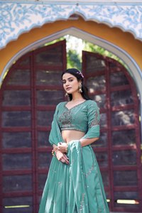 Women Heavy Embroidered Bridal Lehenga Choli Dupatta Designer Wedding Party Wear Indian Traditional Lehenga Set Quick Dry - Product Image 2