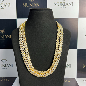 Chaîne cubaine en or massif 18 carats plaqué or, diamants ronds taille brillant, moissanite VVS certifiée IGI, style hip-hop, bijoux unisexe - Product Image 5
