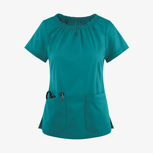 ชุดพยาบาลถักนิตติ้งแบบใหม่ขายดี เสื้อสครับผู้หญิง แขนสั้น น้ำหนักเบา ทรงเข้ารูป มีกระเป๋าหลายช่อง - Product Image 1