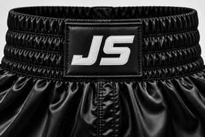 กางเกงมวยสากล JS-102 ผ้าคอตตอนยืด 100% ซักแล้ว พร้อมโลโก้ด้านหน้า สีตามสั่ง พิมพ์ลายแบบระเหิด ระบายอากาศได้ดี แห้งเร็ว - Product Image 4