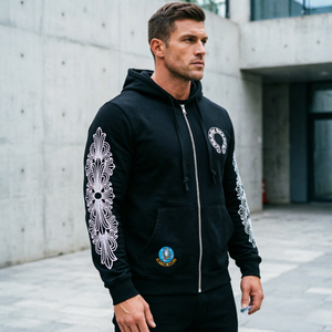 Sweat à capuche décontracté personnalisé pour homme, en molleton de coton tricoté de qualité supérieure, doux, chaud et écologique, 370g, personnalisable sur le devant - Product Image 2