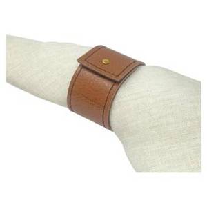 Anneaux de serviette en cuir noir faits à la main, avec surpiqûres blanches et rivets contrastants, élégants, durables et écologiques. - Product Image 3