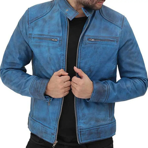 Pakistan Factory Made Men's Slim Fit Leather Jacket Stand Collar High Quality Street Wear Oem Service - Product Image 1