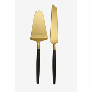 Luxury Gold Stainless Steel <b>Cake</b> <b>Server</b> and Knife Set Modern Black Handle Wedding <b>Cake</b> Cutter Set Party Dessert Serving Tools - Product Image 1
