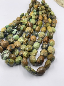 Perles ovales facettées en turquoise tibétaine naturelle, 13-20 mm, environ 14 pouces, perles de pierres précieuses en vrac pour les acheteurs de bijoux chinois - Product Image 3