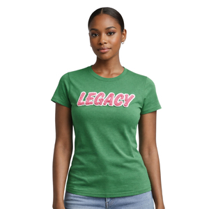 Camiseta de la Hermandad Griega para Mujer, Camiseta de Algodón Orgánico Ecológico |   Camisa Casual Personalizable de Tela Suave en Colores Rosa/Verde, Corte Ajustado - Product Image 2