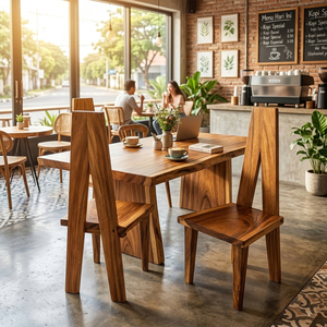 Modern <b>Dining</b> Room Solid Suaar Wood Geometric Frame <b>Dining</b> <b>Chair</b> a Model Durable Artisan Crafted Hospitality Furniture - Product Image 4