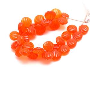 ลูกปัดหินคาร์เนเลียนธรรมชาติแกะสลักทรงเปลือกหอย เจาะรูด้านข้าง ขนาด 9-10 มม. ลูกปัดคาร์เนเลียนแกะสลักด้วยมือ สำหรับทำเครื่องประดับและขายส่ง - Product Image 2