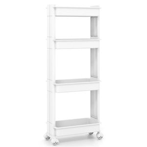 15.5\" X 9\" X 40.5\" DIY Rolling <b>Storage</b> Cart 4-Tier with Detachable Ventilated Trays for <b>Kitchen</b> & Bathroom Use - Product Image 4