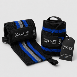 GAPE SPORTS Bandes de soutien pour poignets Noir Bleu Gris Fermeture réglable à boucle auto-agrippante pour la musculation Entraînement de force Unisexe - Product Image 5