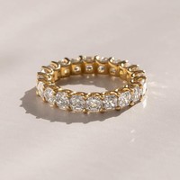 Bague Éternité Classique pour Femme en Argent Plaqué Or Jaune avec Moissanite Certifiée Taille Asscher et Sertissage à Griffes