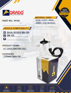 คอยล์จุดระเบิด HT สำหรับรถมอเตอร์ไซค์ Bajaj Boxer BM 100 BM 150 คุณภาพส่งออกสำหรับอะไหล่รถสองล้อ อินเดีย ออราโด - Product Image 4