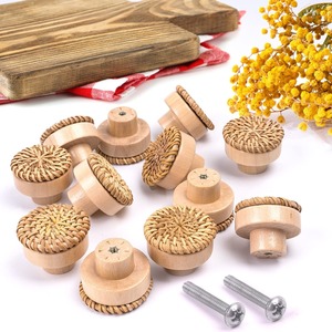 <b>Furniture</b> <b>handle</b> best sale rattan door <b>knob</b> handmade round shape <b>handles</b> hardware accessories - Product Image 5