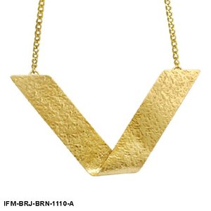 Collier pendentif en laiton texturé en forme de V fait main, chaîne dorée, revêtement anti-ternissement, longueur 22 pouces, pour femme - Product Image 2