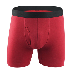 Caleçons boxers pour hommes, couleur unie, taille mi-haute, respirants, en coton tricoté - Product Image 4