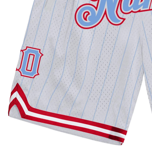 <b>Men</b> <b>White</b> Red Sublimated Mesh Basketball <b>Shorts</b> Digital Print Polyester Performance Sportswear Team Training Uniform Clothing - Product Image 4