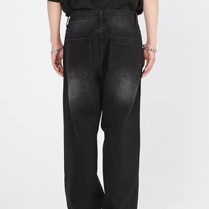 Vaqueros de mezclilla personalizados para hombre, estilo streetwear, lavado claro, de pierna ancha, talla grande, para hombre - Product Image 2