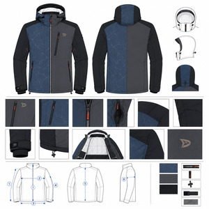 Chaqueta de Esquí con Capucha para Hombre, Diseño de Nubes, Impermeable 10,000mm, Tejido Elástico de 240g para Uso en Exteriores - Product Image 6