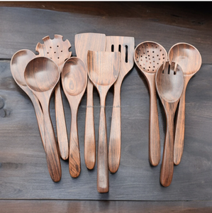 Juego de utensilios de cocina de madera de teca natural de India Herramientas de madera de chef que incluyen cucharas Accesorios de utensilios de cocina - Product Image 5