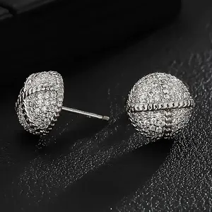 Boucles d'oreilles clous en argent 925 pour hommes, diamants Moissanite certifiés, chaîne à billes légère, style Hip Hop, bijoux de luxe - Product Image 3