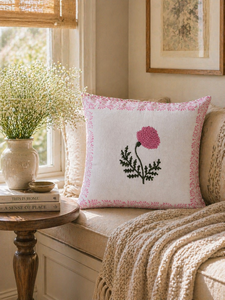 Premium Hand Block Printed <b>Sofa</b> Cushion <b>Cover</b> Pink Botanical Pillow <b>Cover</b> <b>for</b> Home Living Room Decoration - Product Image 3