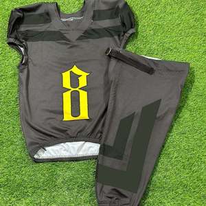 Conjunto de Uniforme de Fútbol Americano Personalizado para Hombre, Color Gris y Amarillo, Sublimado, Impreso, Transpirable, de Manga Corta, Talla Grande - Product Image 6