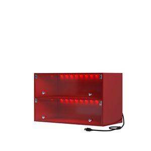 Moderno Armadio Portascarpe in Vetro Rosso con Luce LED RGB, Mobile Singolo per Casa, Scaffale per Sneakers - Product Image 1