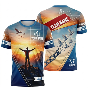 Camiseta Sublimada Personalizada para Hombre | Camiseta de Poliéster con Estampado Completo |   Diseño Motivacional de Libertad |   Ropa Deportiva y Urbana Estilo Europeo - Product Image 4