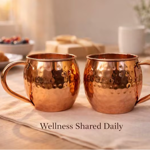 Ensemble de tasses en cuivre pur, lot de 2, 4, 6 ou 8 |   Tasses à Moscow Mule martelées à la main |   Cuivre ayurvédique - Product Image 1