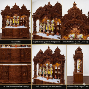 Templo de Madera Swaminarayan BAPS del Sur de la India, Tamaño Grande, Acabado Tradicional en Nogal, Madera de Teca, Estilo Divino, Sala de Pooja - Product Image 6