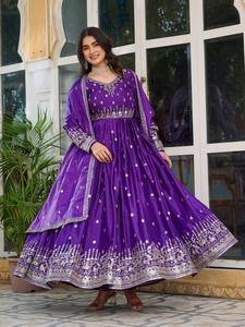 Lunching New Series With <b>own</b> Real <b>Modelling</b> product Gown Fabric Silk Inner Micro Work Thread with Sequence work Stich - Product Image 4