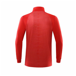 Ensemble de survêtement pour homme, rouge, manches longues, fermeture éclair, couleur unie, col montant, jogging sportif, automne, séchage rapide, matière polyester - Product Image 2