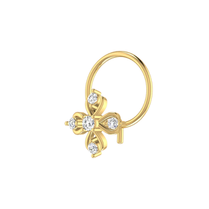 SOLITAIREKART 14K Gold Fine Piercing Jewelry 0.05ct Floral Majesty Natural Diamond Nose Pin - Product Image 4