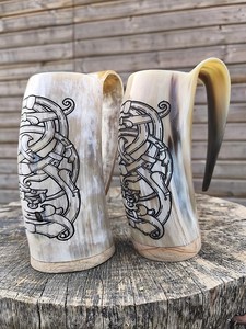 Nouveauté : Chope à boire en corne de buffle naturelle, style Viking, pour bière et vin, artisanat naturel en agate disponible. - Product Image 3