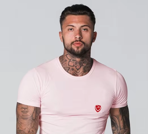 Camiseta de Hombre Rosa de Manga Larga con Cuello Redondo, Corte Regular, Tejido de Punto de Algodón, Color Sólido, Diseño Liso para Impresión Digital - Product Image 3