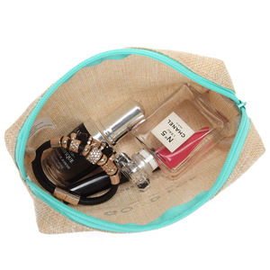 <b>Custom</b> Logo Printed Jute Cosmetic Bag Natural Burlap Makeup Storage Travel Organizer - Product Image 4