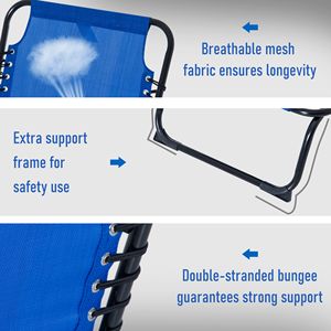 Lettino Pieghevole Moderno a 4 Posizioni, Reclinabile Portatile con Rete Traspirante, Regolabile per Esterni e Patio, Blu Scuro - Product Image 6