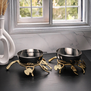 Nuevo Tazón para Servir Frutas de Diseño Floral Moderno, Dorado, de Acero Inoxidable y Aluminio, Estilo Japonés - Product Image 1