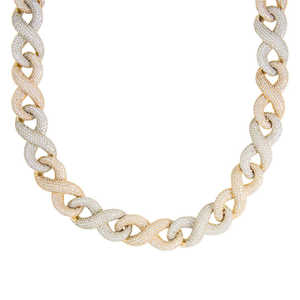 925 Silver Moissanite Cuban Link <b>Chain</b> Necklace <b>Iced</b> <b>Out</b> Infinity Design Rhodium Plated Hip Hop Jewelry for Men - Product Image 3